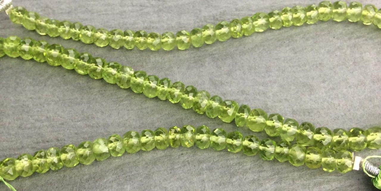 Polished Faceted Peridot Rondelles Spacer Beads AA Grade SALE 50% Off Was 77.99