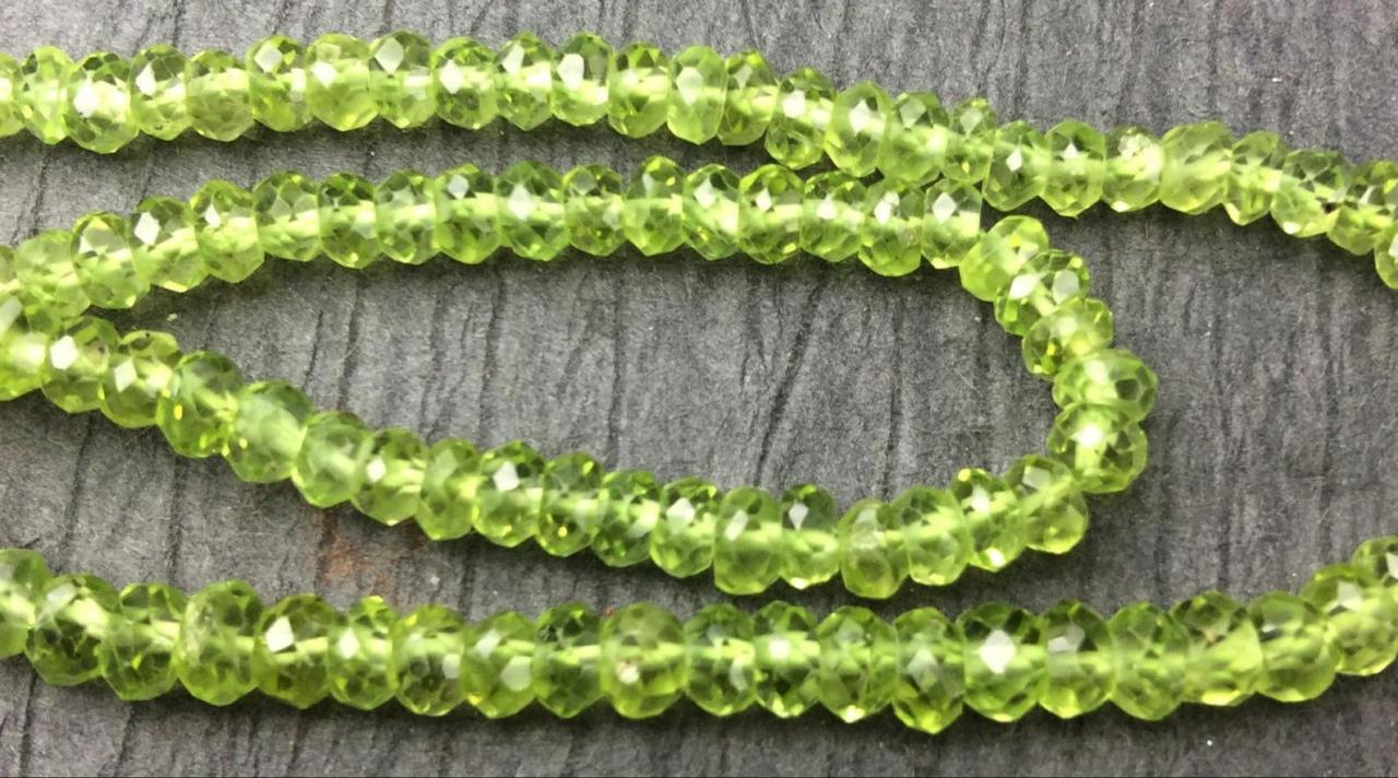 Faceted Peridot Rondelle Beads 14' Strand 3x4mm SALE 50% Off was 24.99
