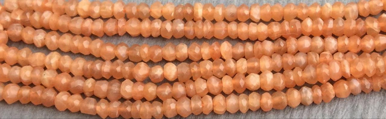 Peach Moonstone Rondelle Bead Strand Pink Tiny Faceted Flat Spacer 50 Percent Off Was 35.99