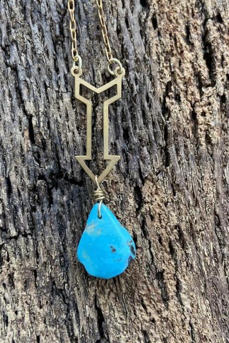 Turquoise Brass Down Arrow Double Terminated New Direction Gold