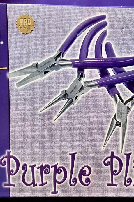 Purple Plierz the Beadsmith Beader's Tool Set Pliers Round Nose Side Cutter Chain Flat Needle Nose
