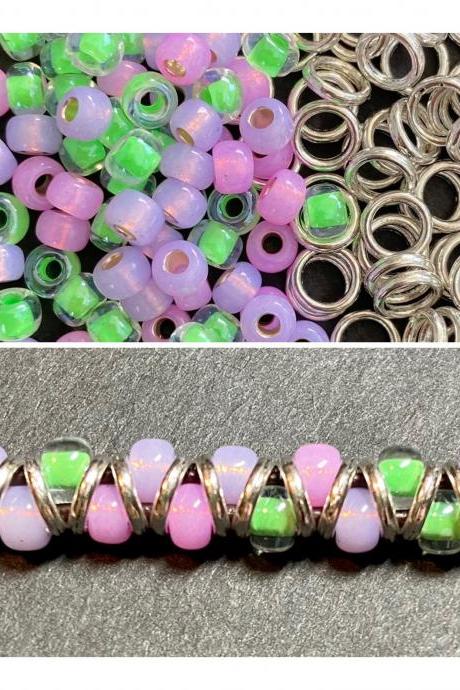 KIT Pink Purple Opal Green Zig Zag Silver Bracelet DIY Easy Beginner No Tools Silver Button