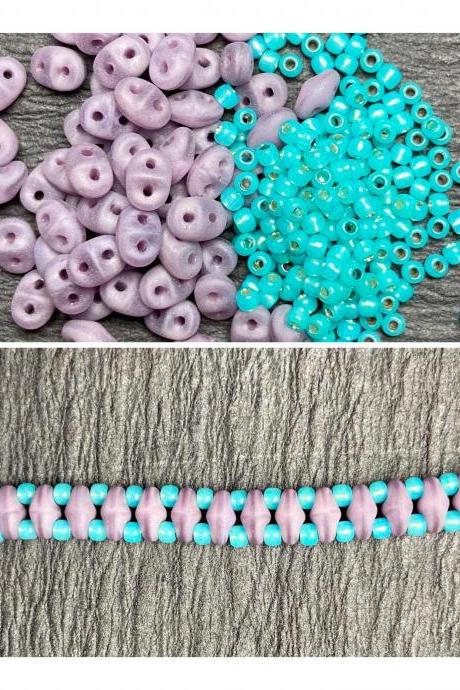 Kit Turquoise Blue Purple Simple SuperDuo Bracelet Easy No Tools Needed Mix DIY Beginner Fun Disney Princess Bounding Jasmine Aladdin