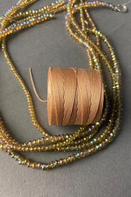 Lot of 5 Strands Beige Topaz Khaki Transparent Aurora Borealis Graduated Crystal Strand Bead Crochet Kit #39