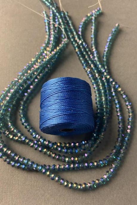 Lot of 5 Strands Peacock Blue Carolina Teal AB Crystal Strand Bead Crochet Kit #2