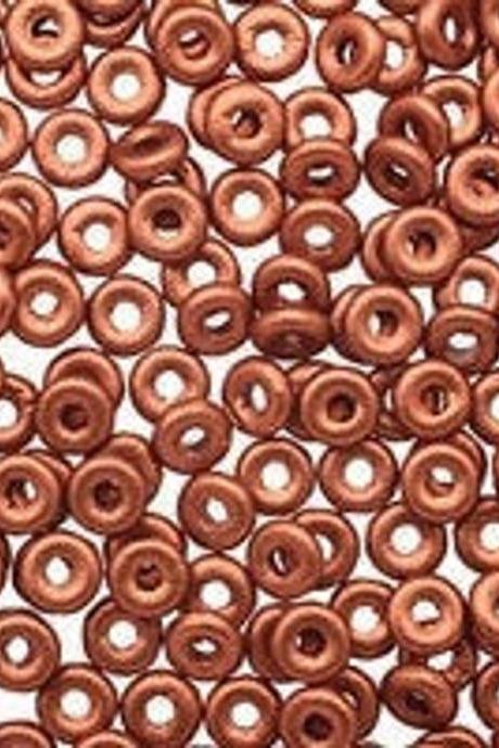 Czech Glass O Beads Hematite Copper Red Orange Washer Disc