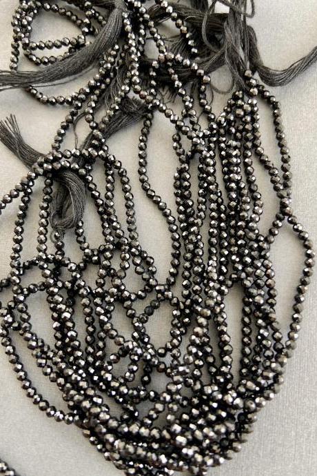 Micro Teeny Tiny Faceted Round Black Spinel Natural 2mm Jet Black 50% Off SALE was 18.99