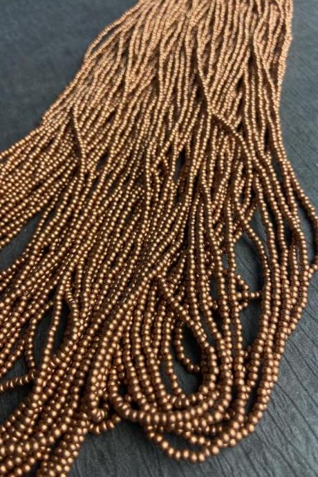 11/0 Czech Limited Edition Color Seed Beads 12 Strand Hank Silk Copper Metallic