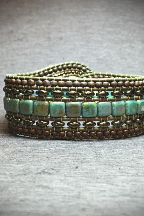 KIT Wide Leather Beaded Cuff Kit by Leila Martin Bonny Bohemian DIY Intermediate Instructions Complete NO Tools #21